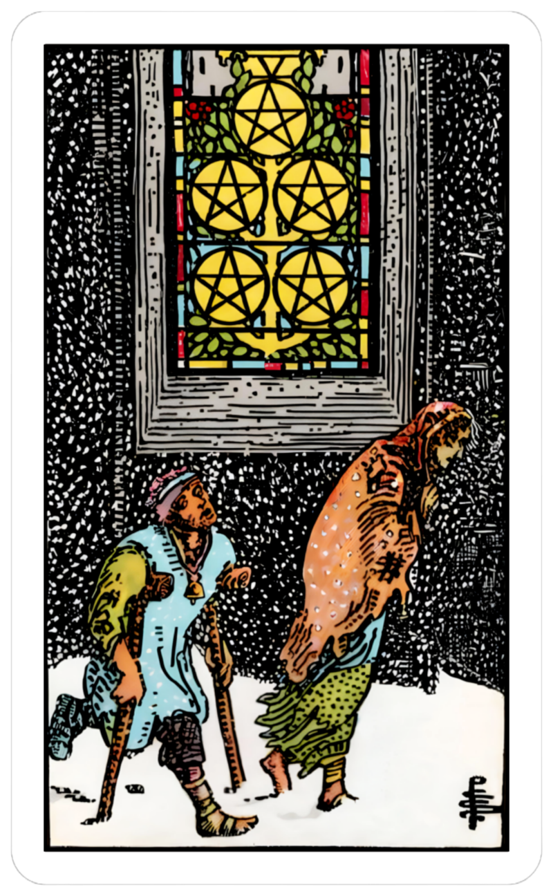 5 pentacles card